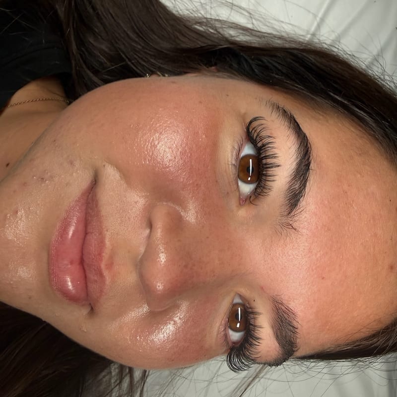 Volume lash extensions closeup